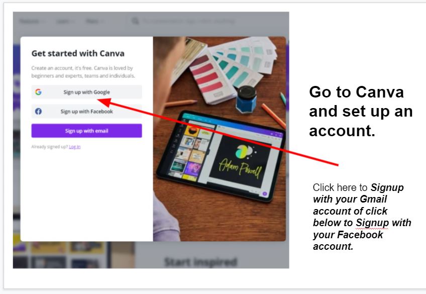 How to create an account on canva