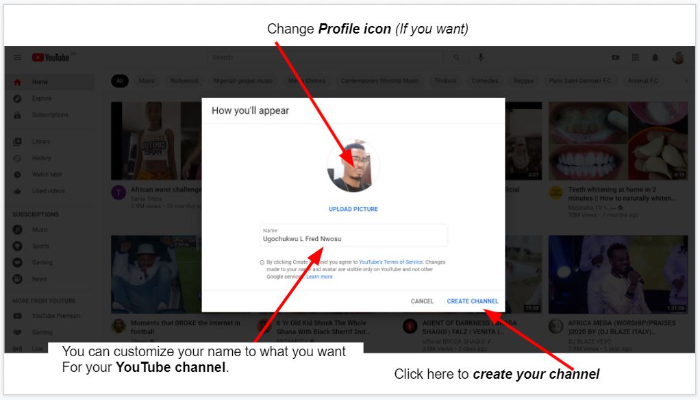 How to change YouTube account profile icon